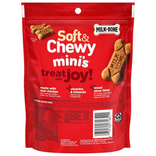 Milk-Bone Soft & Chewy minis treat pouch back panel with ingredient, nutrition and barcode area