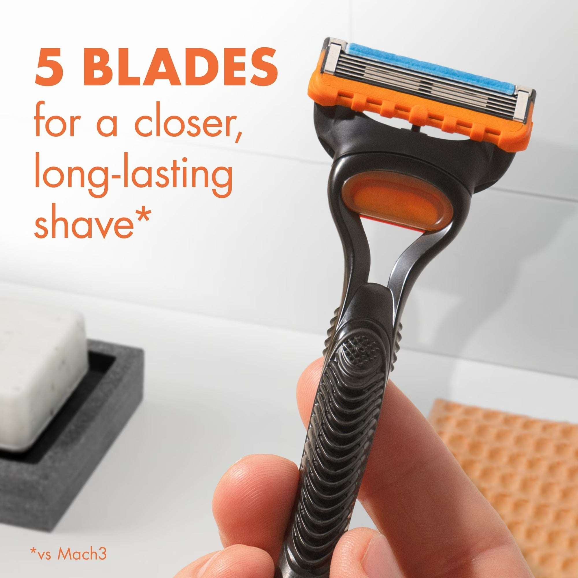 Gillette Fusion5 Razor Men 5 Blade Manual Razor ,1 Handle and 2 Blade Refills ,Black