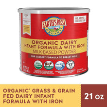 Organic dairy infant formula can with iron, 21 oz package size