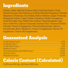 Puppy wet food ingredients and guaranteed analysis panel