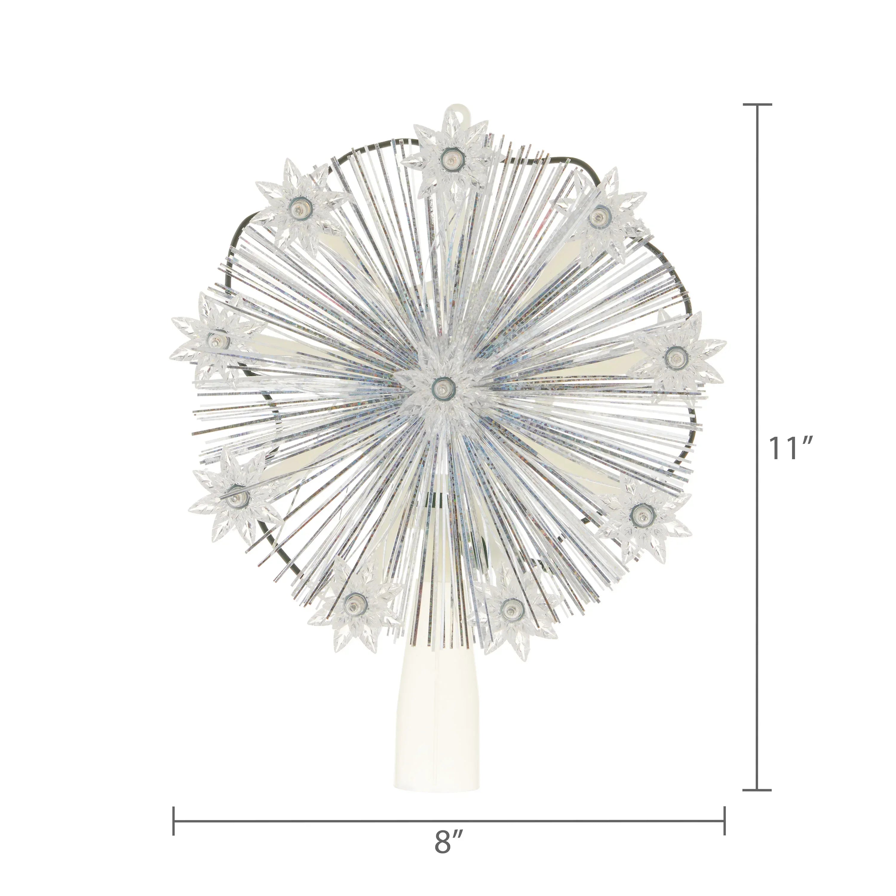 9-Point White Tinsel Star LED Christmas Tree Topper, 7", by Holiday Time