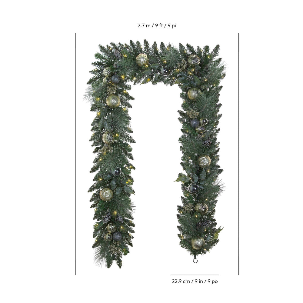 9' Pre-lit LED with Twinkle Artificial Decorated Garland, Metallic - USA MEGA SHOP