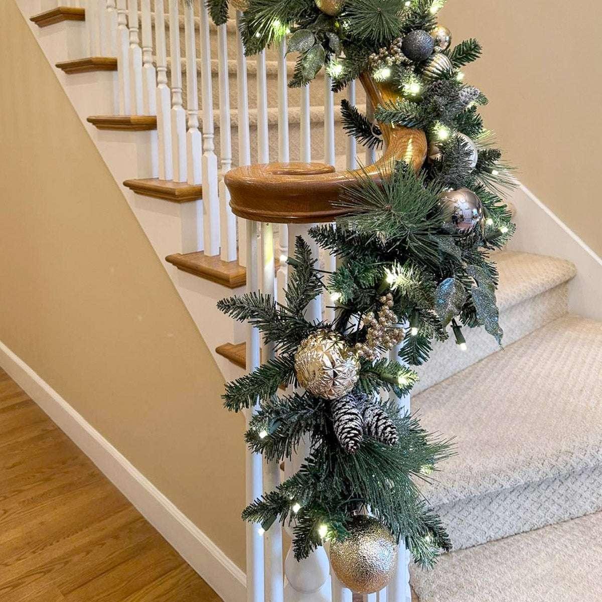 9' Pre-lit LED with Twinkle Artificial Decorated Garland, Metallic - USA MEGA SHOP