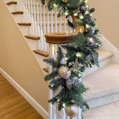9' Pre-lit LED with Twinkle Artificial Decorated Garland, Metallic - USA MEGA SHOP