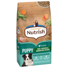 Rachael Ray Nutrish puppy dry dog food bag, real chicken & brown rice recipe front