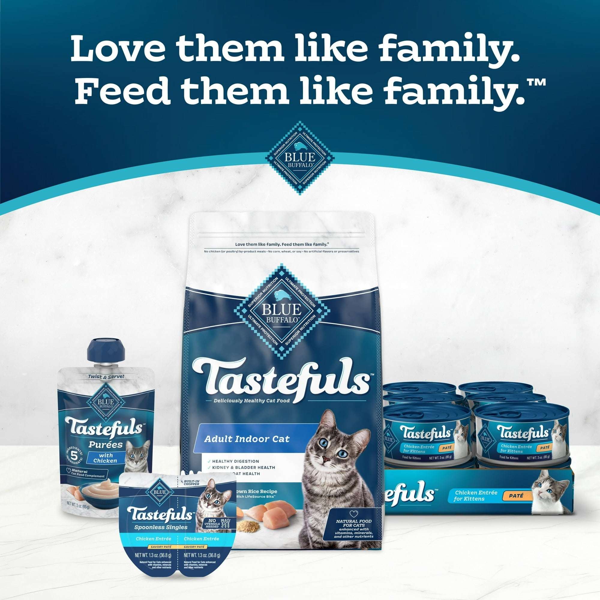 Blue Buffalo Tastefuls Natural Pate Wet Cat Food Variety Pack, Salmon, Chicken, Ocean Fish & Tuna Entrées 3-oz Cans (12 Count - 4 of Each Flavor)