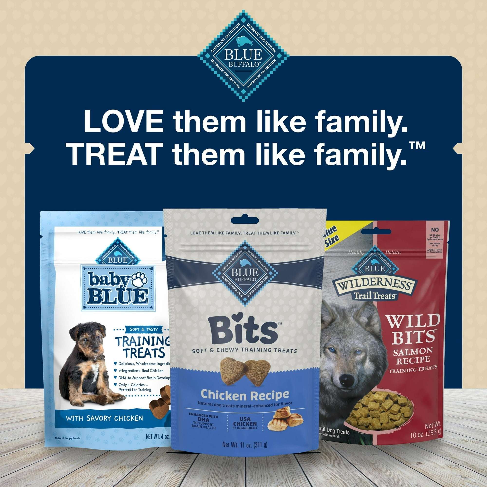 (4 pack) Blue Buffalo Bits Soft Dog Treats for Training, Enhanced with DHA, 4-oz. Bag