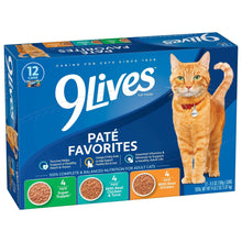 9Lives 9Lives cat food paté favorites box, 12-pack with orange cat image