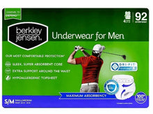 Men’s maximum absorbency incontinence underwear, S/M package front, 92 count