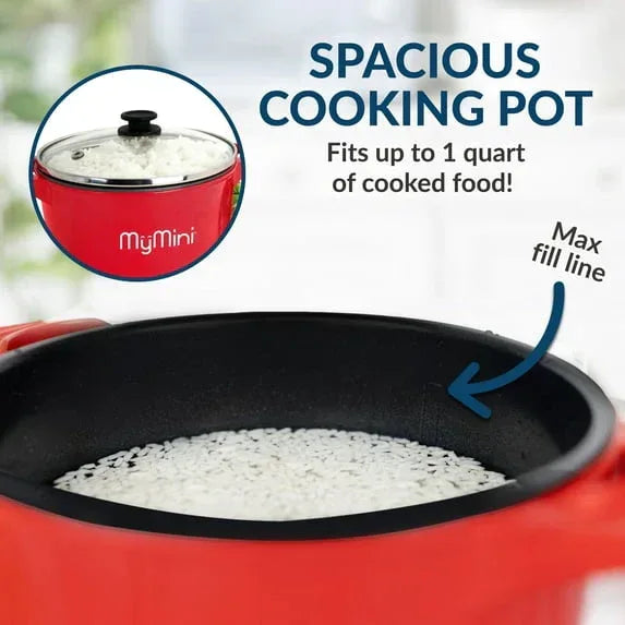 MyMini 32 oz Electric Multi-Cooker Pot, 260 watts, Red - USA MEGA SHOP