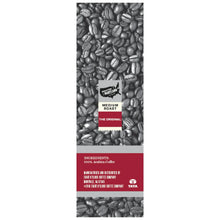 Medium roast whole bean coffee bag with coffee-bean background and label
