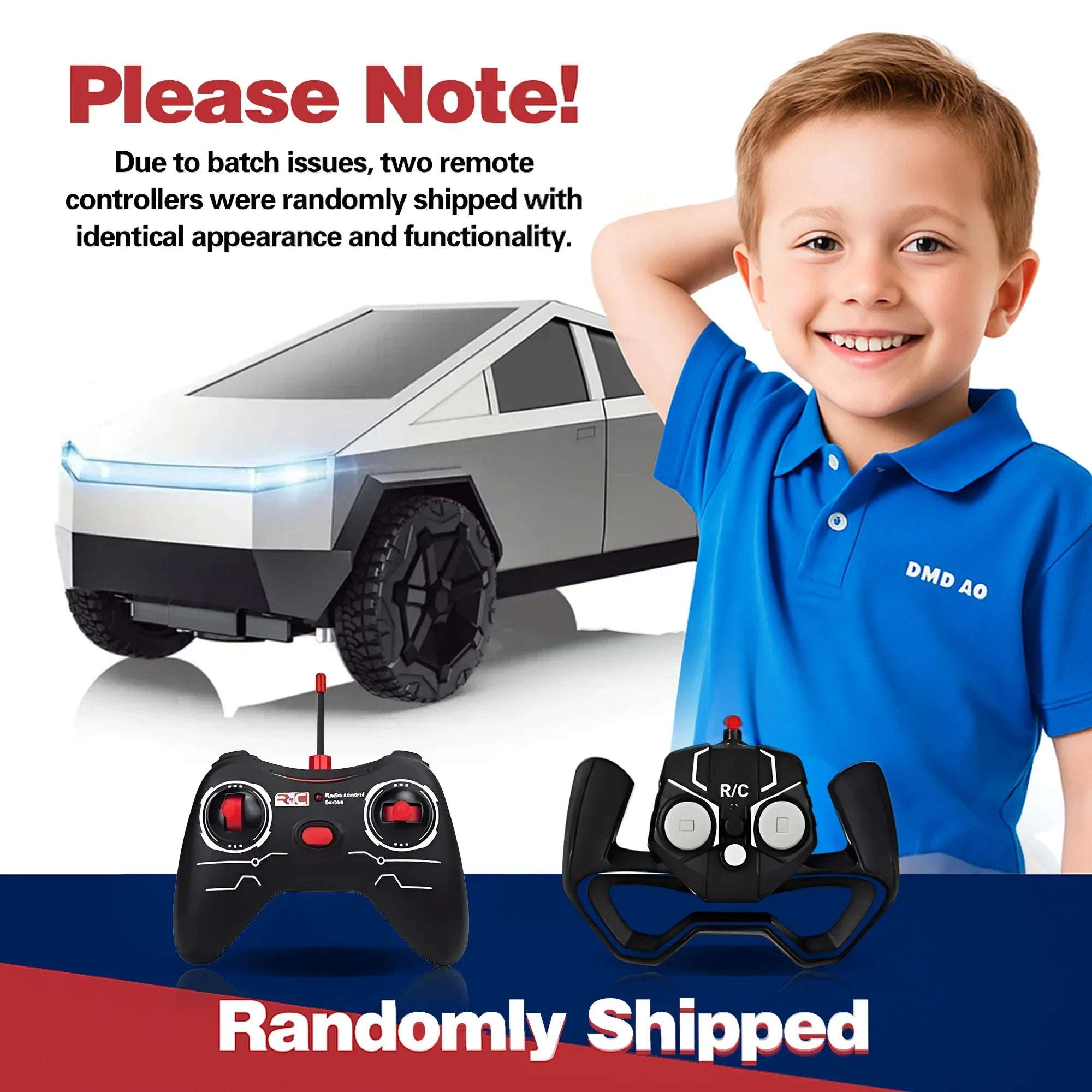 1:12 Cool Cybertruck RC Pickup - 4WD Dual-Motor High-Speed All-Terrain 27MHz RC Car with LED Lights - Kids Boys Gift Toy