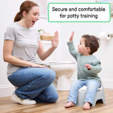 Grey toddler training potty with high back support for potty training use