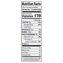 Nutrition Facts panel for pecan shortbread cookies with calories and serving info