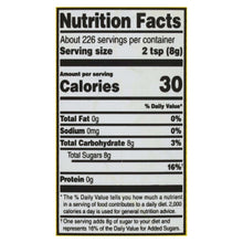 Nutrition Facts panel for granulated cane sugar, serving size 2 tsp (8 g)