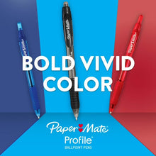 Retractable ballpoint pens in blue, black, and red with bold 1.4mm points
