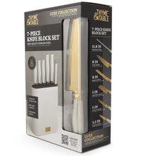 Thyme & Table 7-piece knife block set retail box with mint packaging