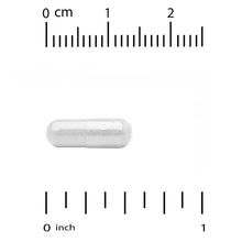 Single gray-white veggie capsule with size scale markings above and below