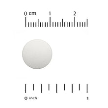 Magnesium Complex tablets, round white tablet shown with measuring scale