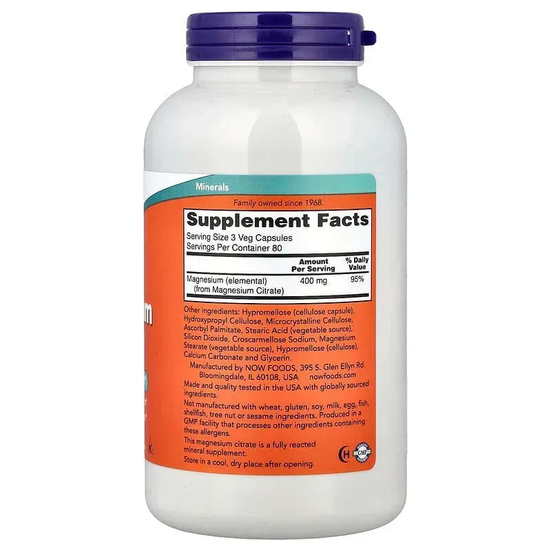 NOW Foods, Magnesium Citrate, 120 Veg Capsules (133 mg per Capsule)