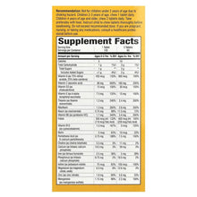 Supplement Facts panel for kids chewable multivitamin tablets.