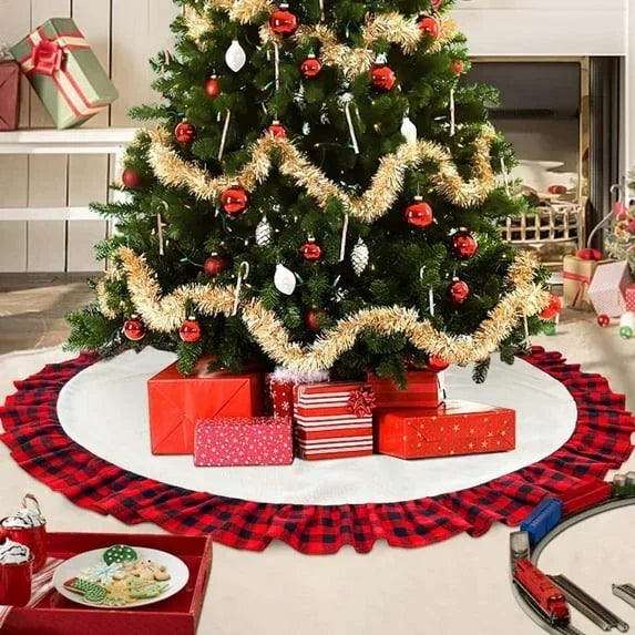 HadinEEon Christmas Tree Skirt, 48 inch, Indoor Christmas Tree Mat for Xmas Decoration (Red & White) - USA MEGA SHOP