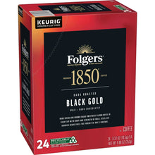 K-Cup coffee pod box, 24 count, Folgers 1850 Black Gold dark roast