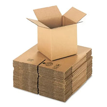 Brown corrugated cube shipping boxes, open top, stacked bundle