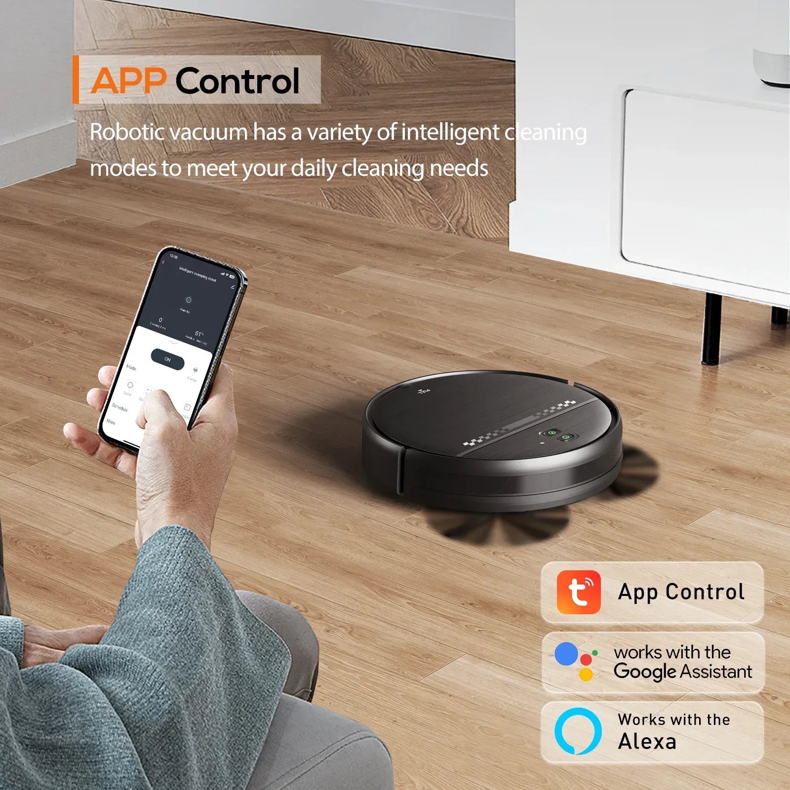 GOOVI Robot Vacuum Cleaner and Mop Combo with App WiFi and Remote Control Robotic Vacuums, Black