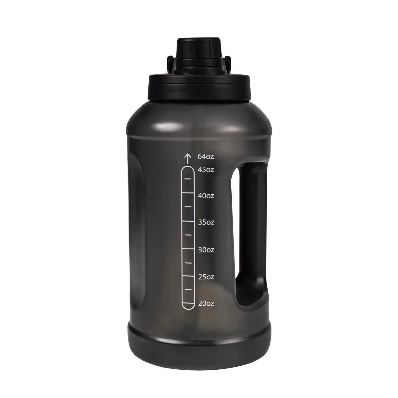 Mainstays 64 Fluid Ounces Water Bottle, Translucent Black, with Straw/ Chug 2 in 1 Lid, Light Weight, Reusable, Plastic