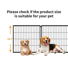 Two dogs beside a wire kennel panel for size reference, front view.