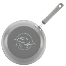 Gray hard enamel nonstick skillet with long handle, round cooking pan