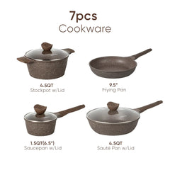 Carote Non Stick Pots and Pans Set,  Induction Kitchen Cookware Sets (Brown)