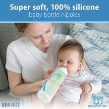 Super-soft 100% silicone baby bottle nipple, clear, BPA-free, designed for feeding