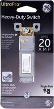 Heavy-duty grounding toggle switch, white rocker and side screw terminals, 20 amp