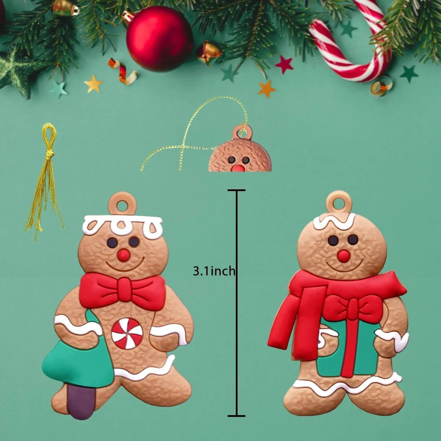 HAMCSTNF Gingerbread Man Ornaments for Christmas Tree, 12pcs, 3" - USA MEGA SHOP