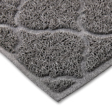 Gray litter trapper mat surface with dense curly loop texture