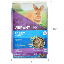 Rabbit pellets bag front view with size dimensions 15 in by 23 in