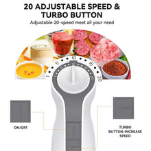 Immersion blender speed dial with turbo button control