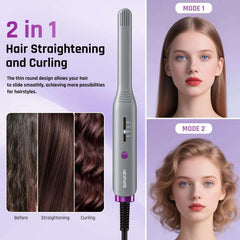 NEXPURE 1/2" Flat Iron Hair Straightener & Curler, 2 in 1 Ceramic Mini Straightener, Travel Iron, 30s Fast Heat Up, Purple - USA MEGA SHOP