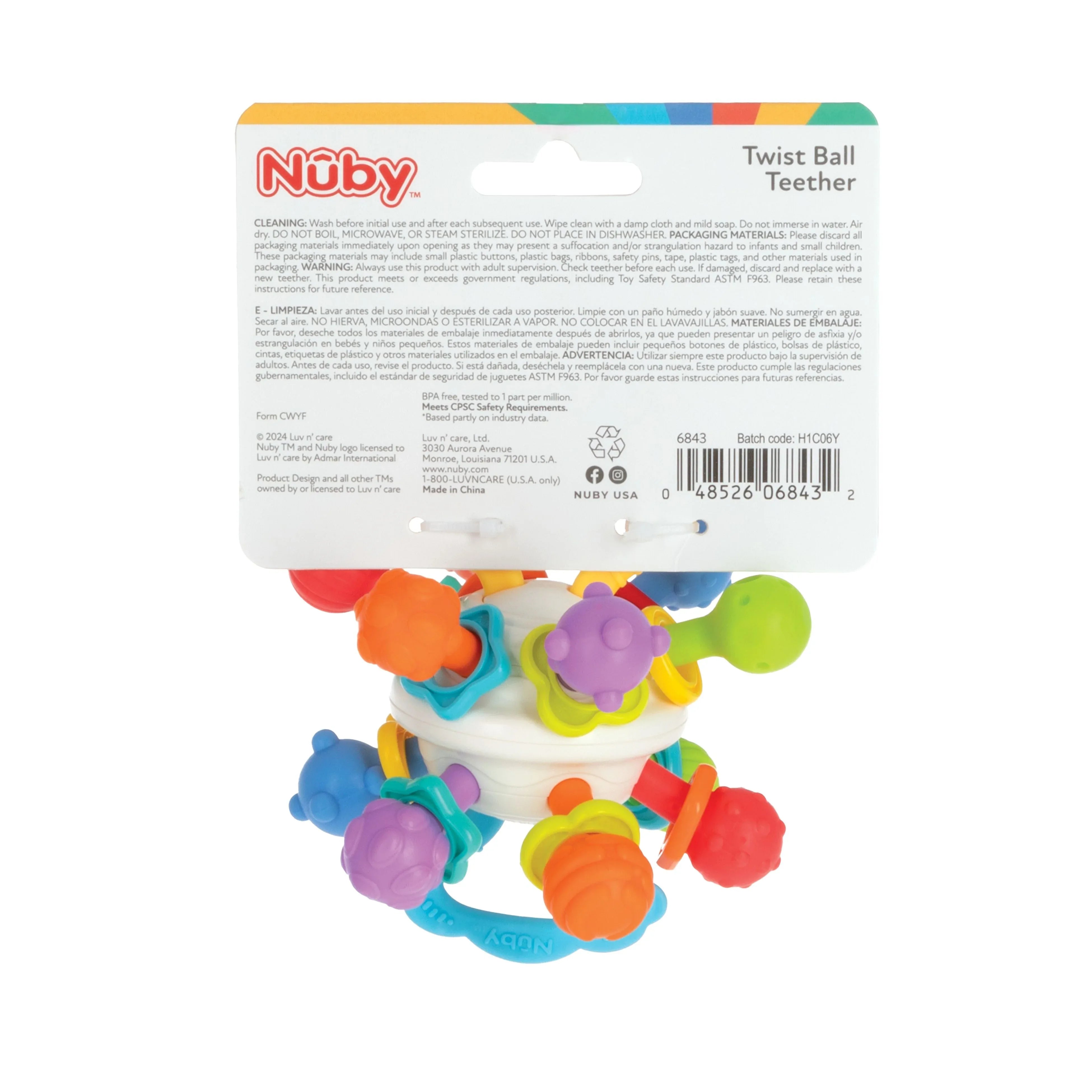 Nuby Textured Twist Ball Baby Teether Infant Toy with Colorful Rattle - USA MEGA SHOP
