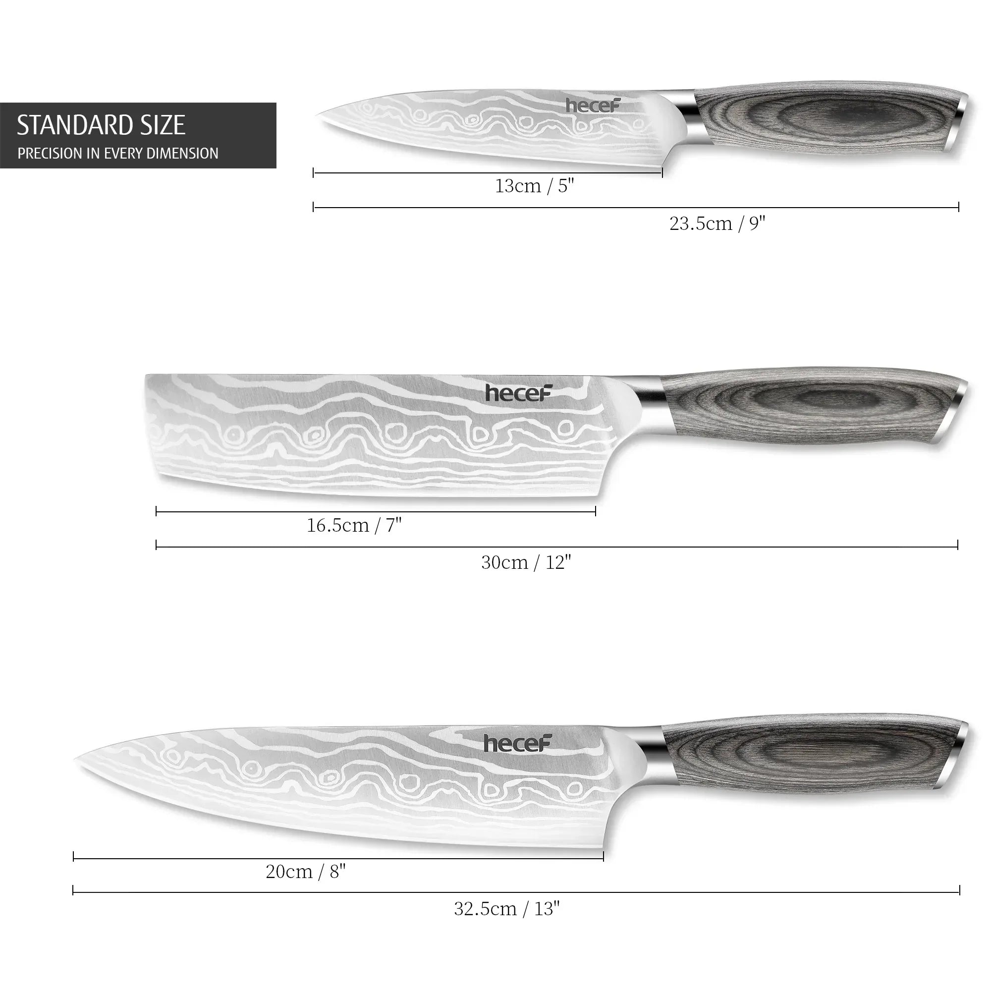 Hecef 8-Inch Chef Knife with Japanese Damascus Pattern and Ergonomic Wood Handle - USA MEGA SHOP