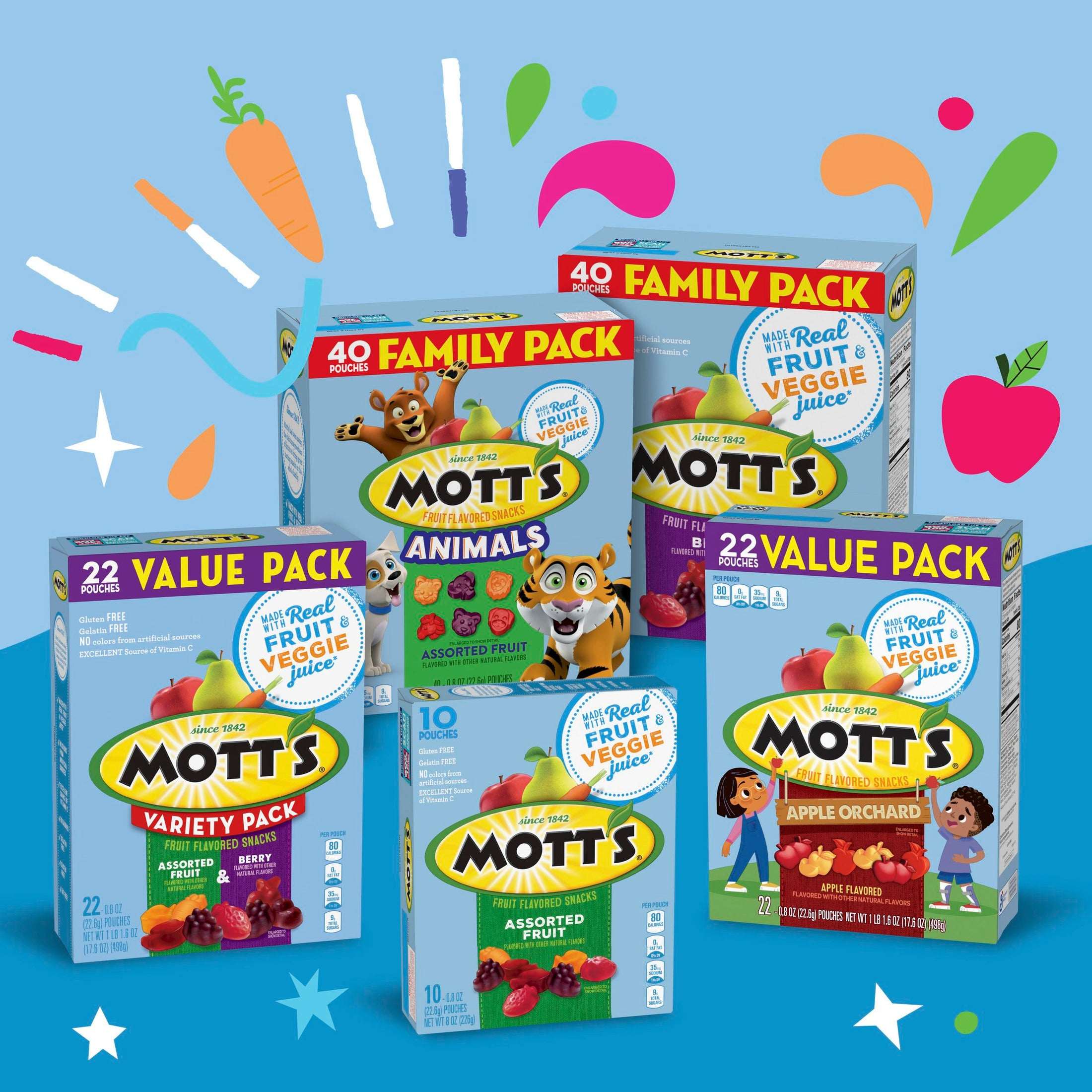 Mott's Berry Fruit Flavored Snacks, Valentine's Day, Family Pack, 40 Count, 32 oz