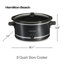 Hamilton Beach 8-qt slow cooker with glass lid and black stoneware crock
