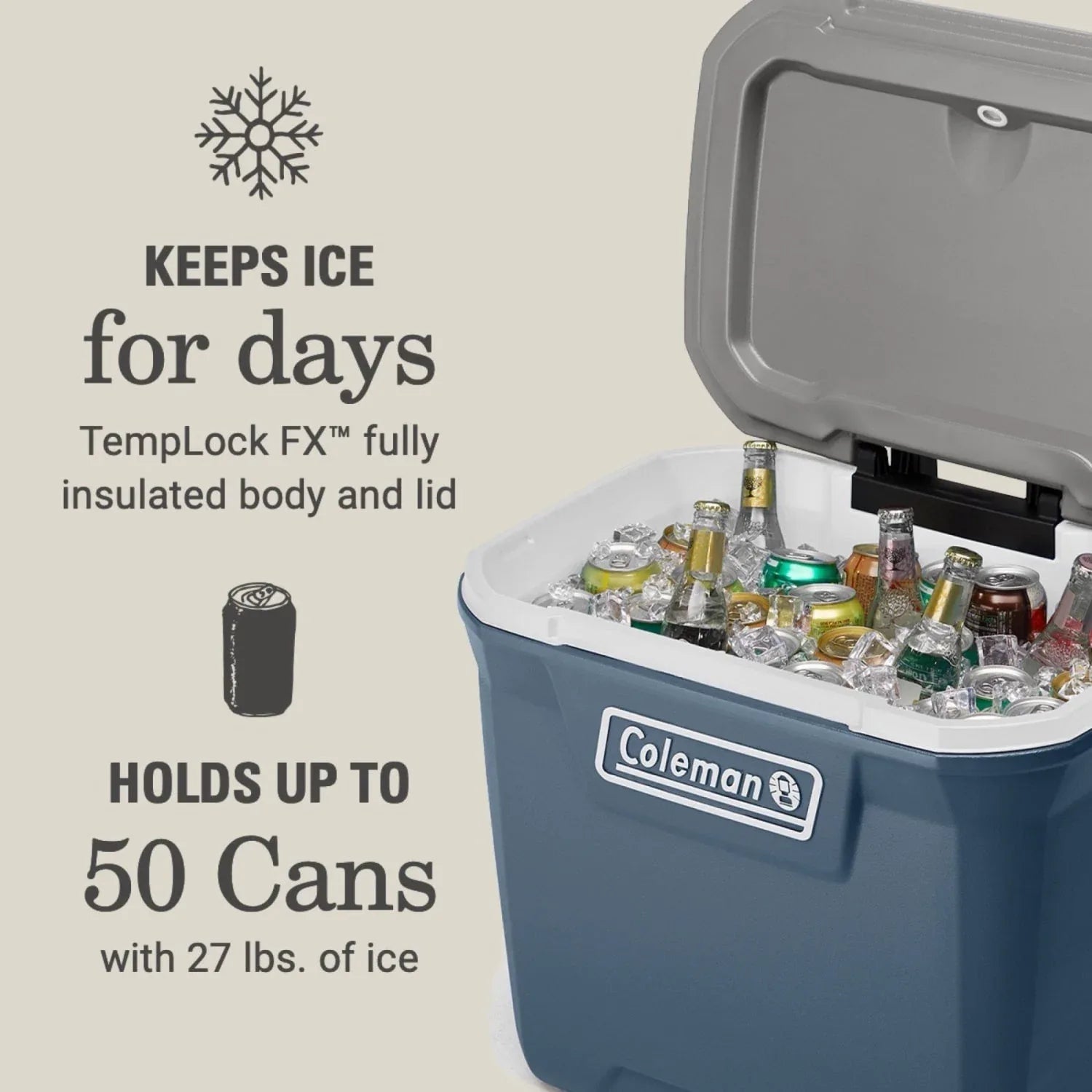 Coleman 316 Series 60QT Hard Chest Wheeled Cooler, Lakeside Blue - USA MEGA SHOP
