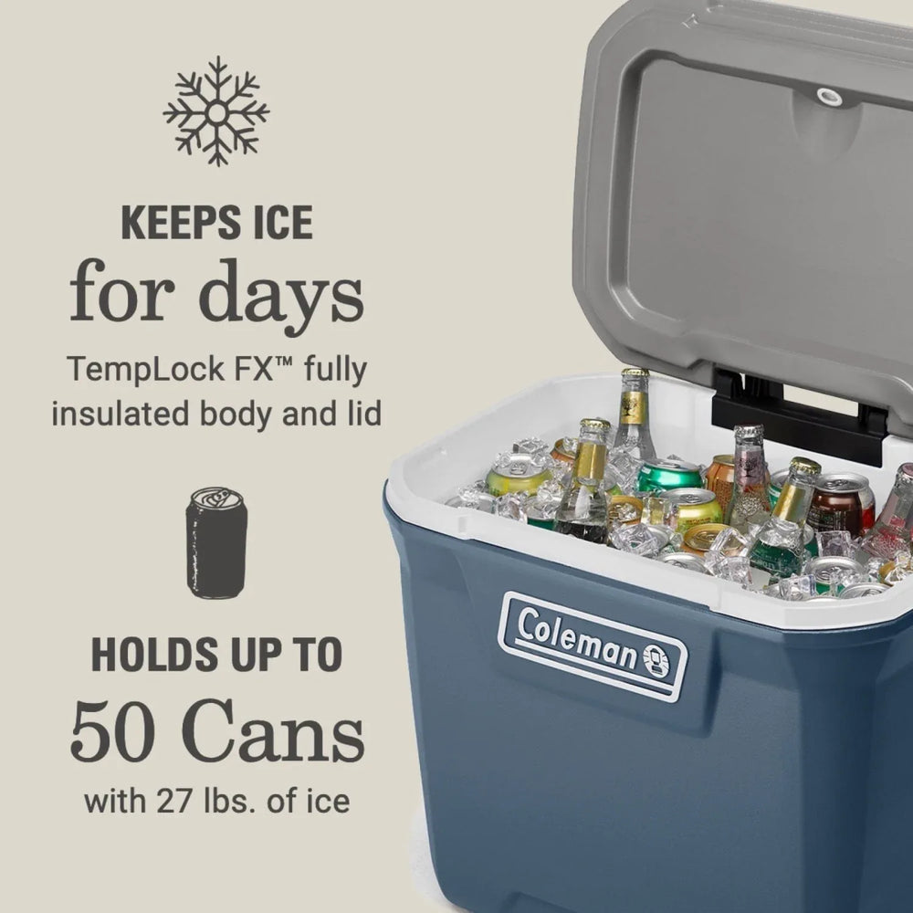 Coleman 316 Series 60QT Hard Chest Wheeled Cooler, Lakeside Blue - USA MEGA SHOP