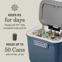 Coleman 316 Series 60QT Hard Chest Wheeled Cooler, Lakeside Blue - USA MEGA SHOP