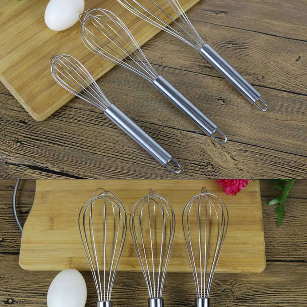 Apehuyuan 3 Pack Whisk Egg Stainless Steel Set 8"10"12" for Cooking Kitchen Strong Handles Balloon Wire Egg Beater for Stirring, Blending and Beating(Oval)