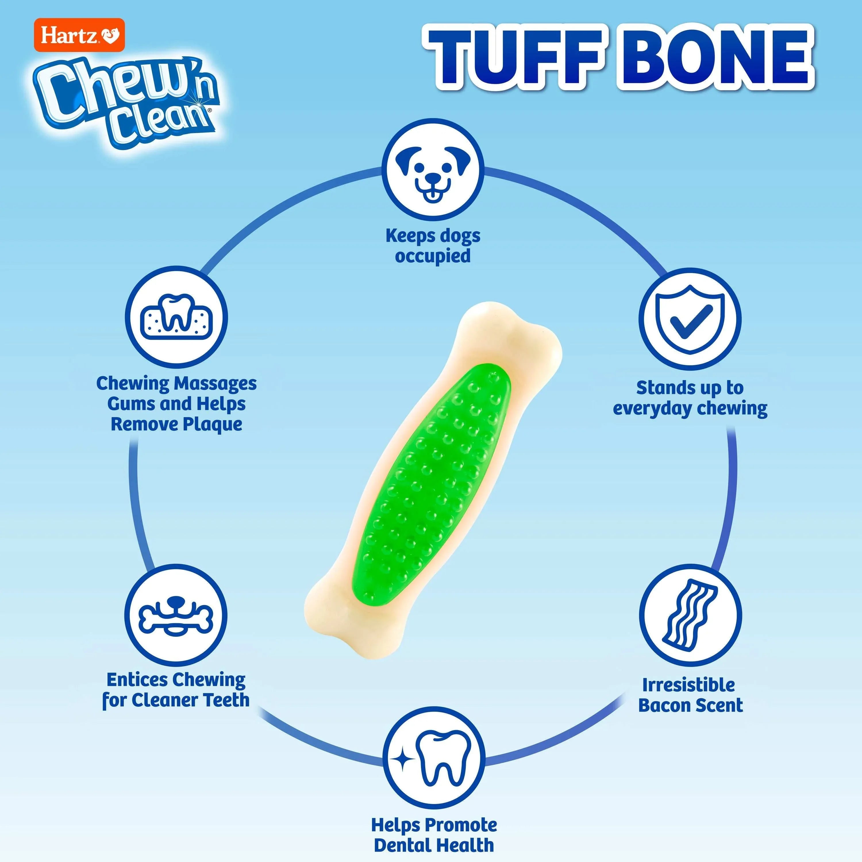 Hartz Chew n Clean Tuff Bone Dog Toy, Small, Color May Vary - USA MEGA SHOP
