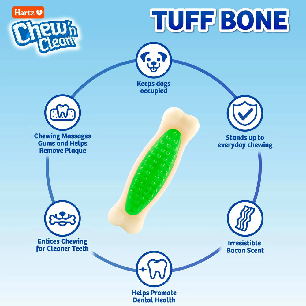 Hartz Chew n Clean Tuff Bone Dog Toy, Small, Color May Vary - USA MEGA SHOP